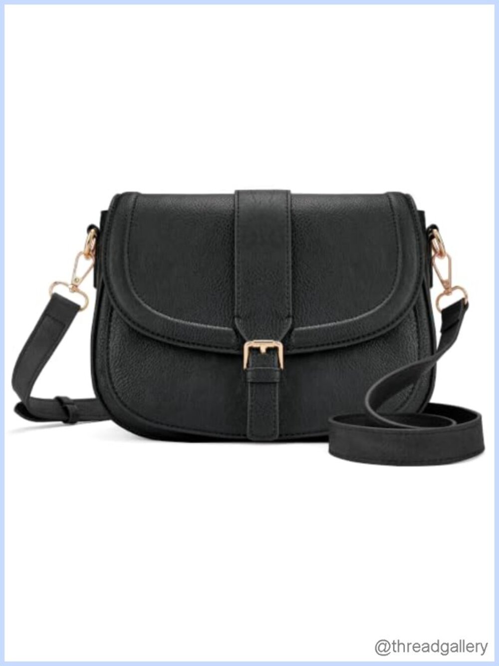 Pebble Leather Saddle Crossbody Bag Flap Shoulder Purse Vegan
